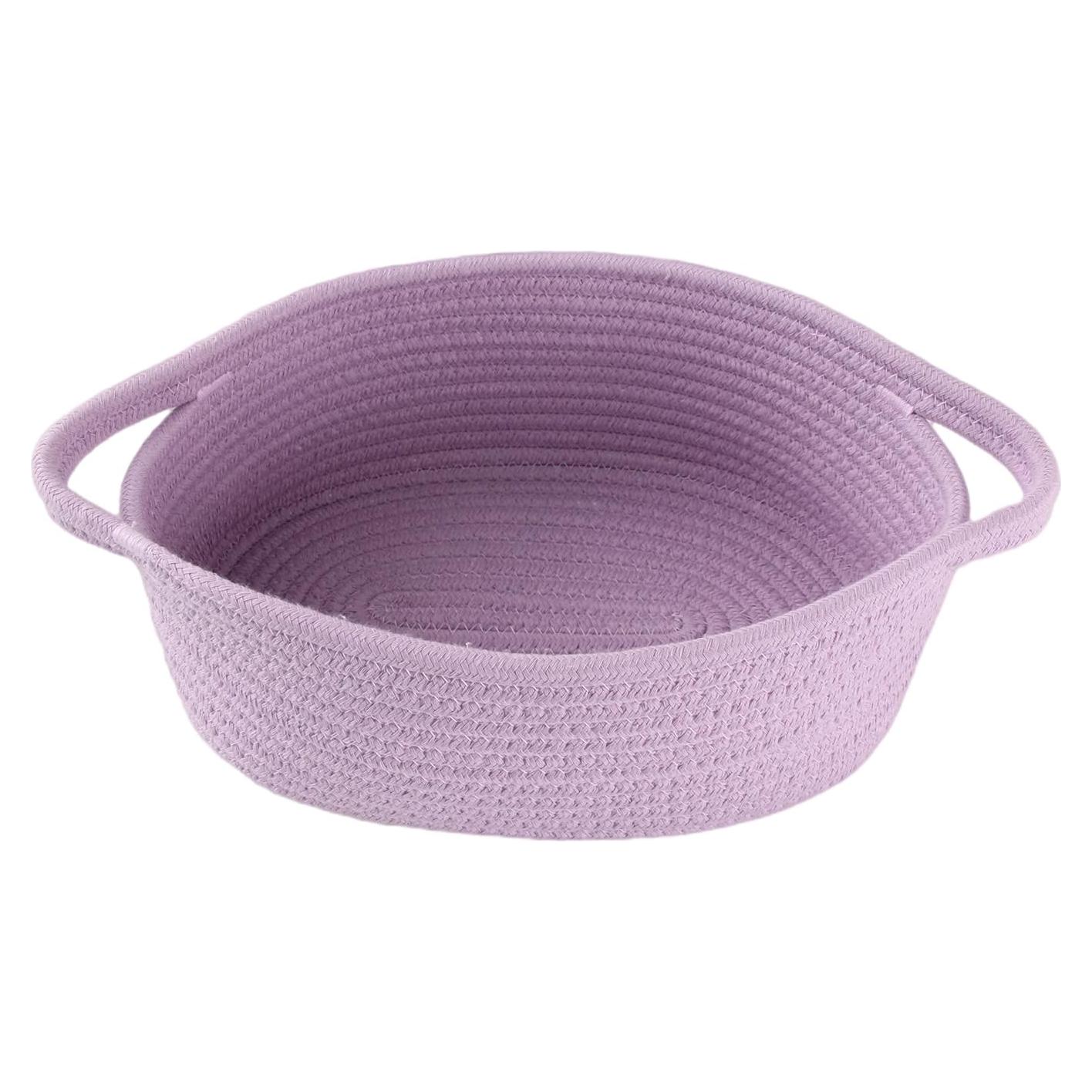 Cesta de Almacenamiento de Cuerda de Algodón Lavanda 30x20x12 cm