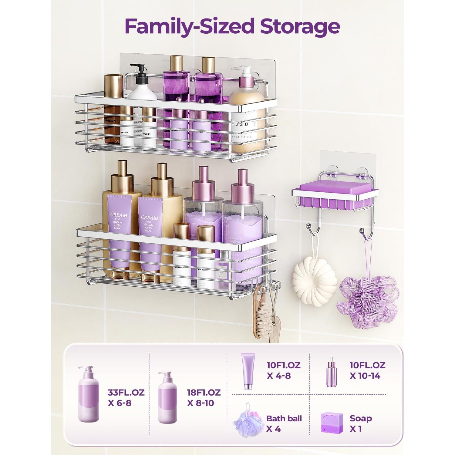 Caddy de Ducha ODesign 3 Pack Acero Inoxidable Sin Perforación