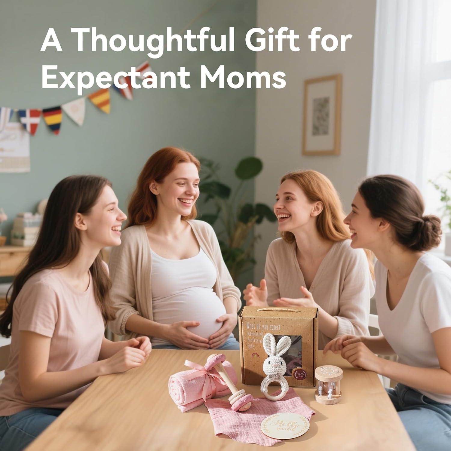 Set de Regalo de Madera 6 Piezas para Bebé Rosa - Baby Shower