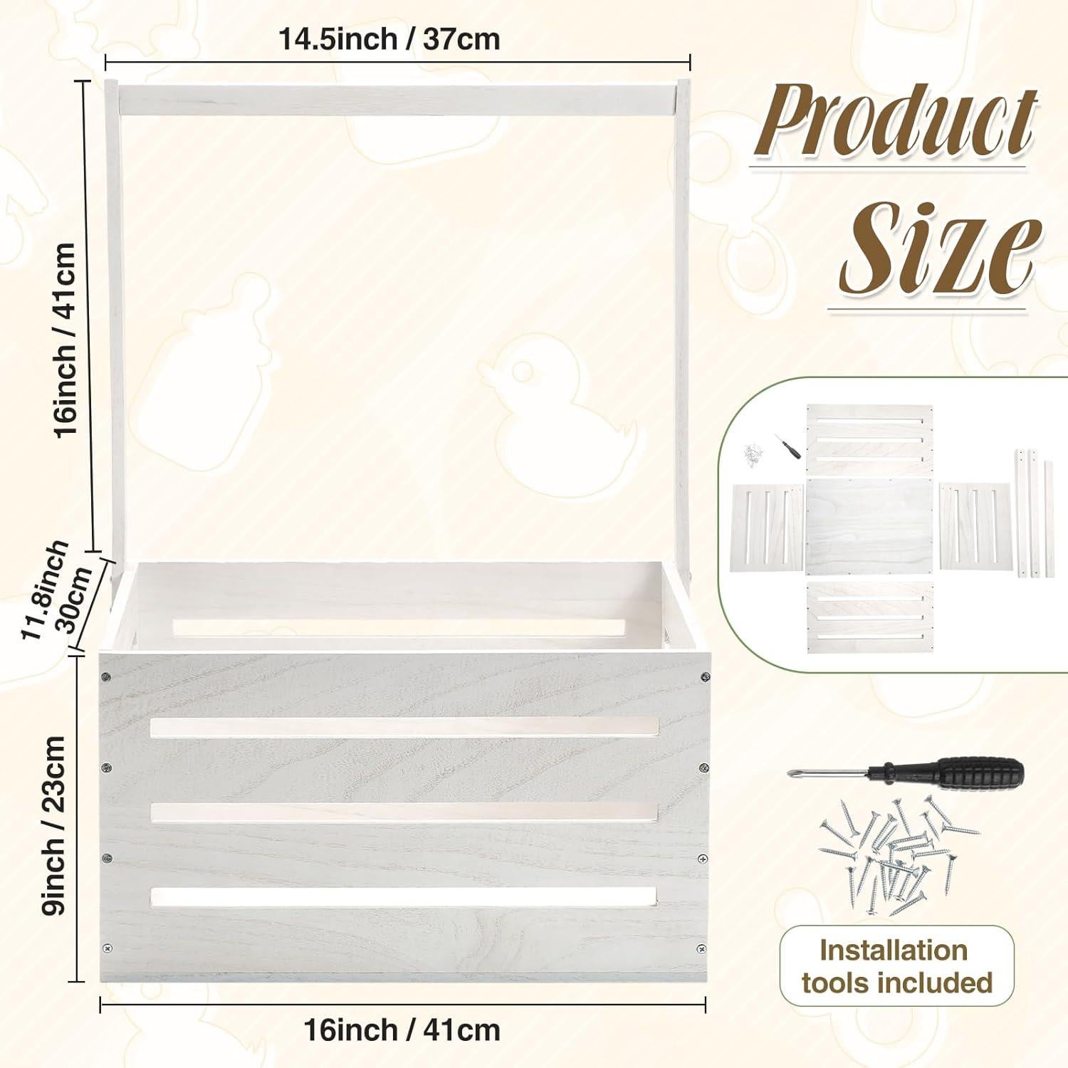 Caja de Madera Suzile para Baby Shower 41x30x23 cm Blanca