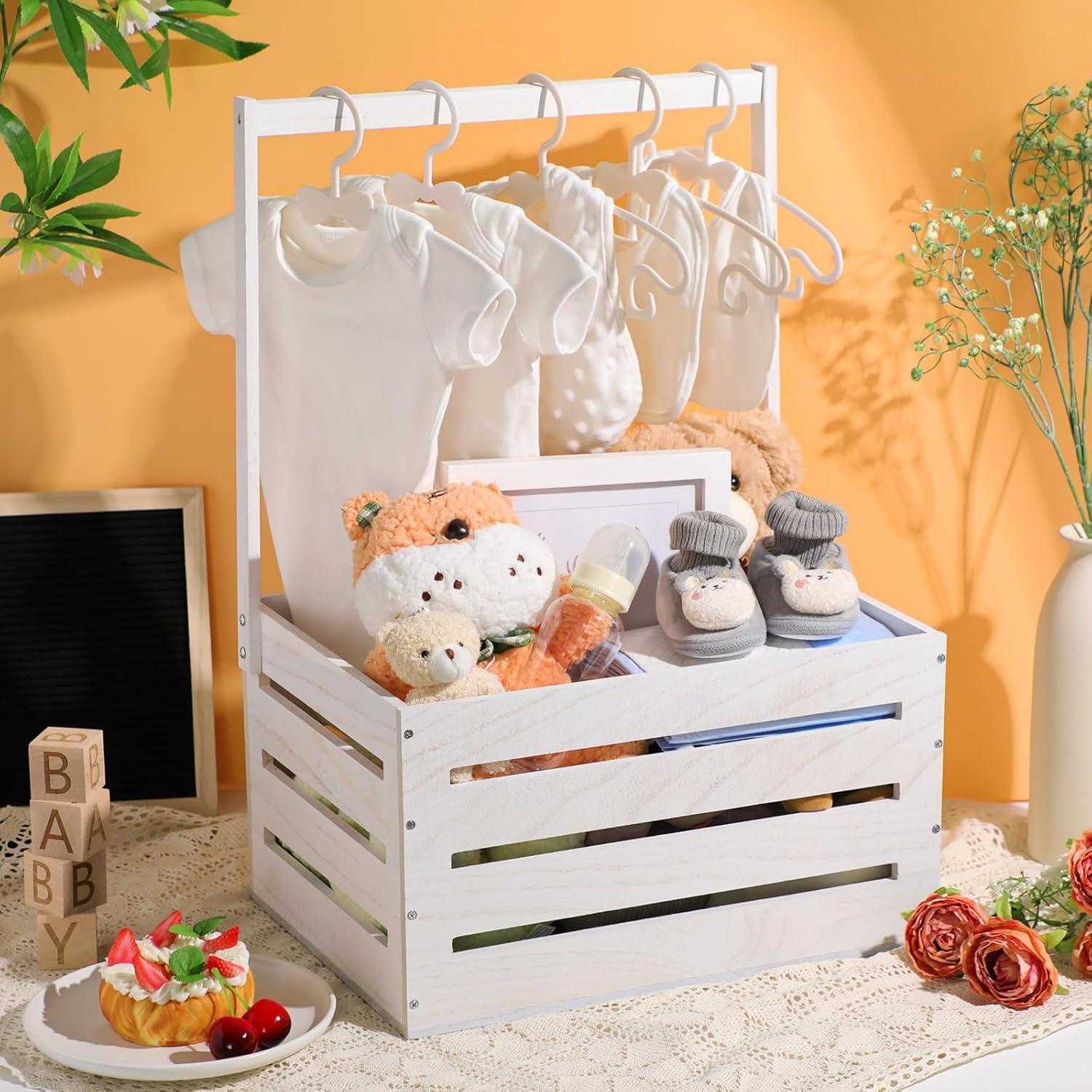 Caja de Madera Suzile para Baby Shower 41x30x23 cm Blanca