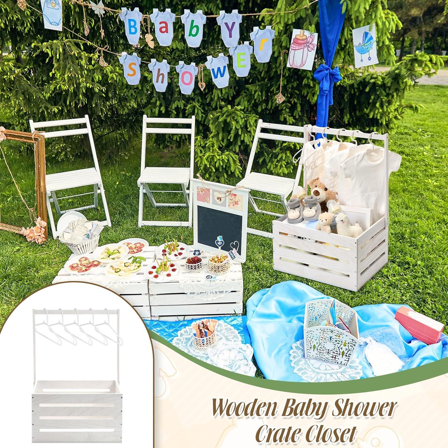 Caja de Madera Suzile para Baby Shower 41x30x23 cm Blanca