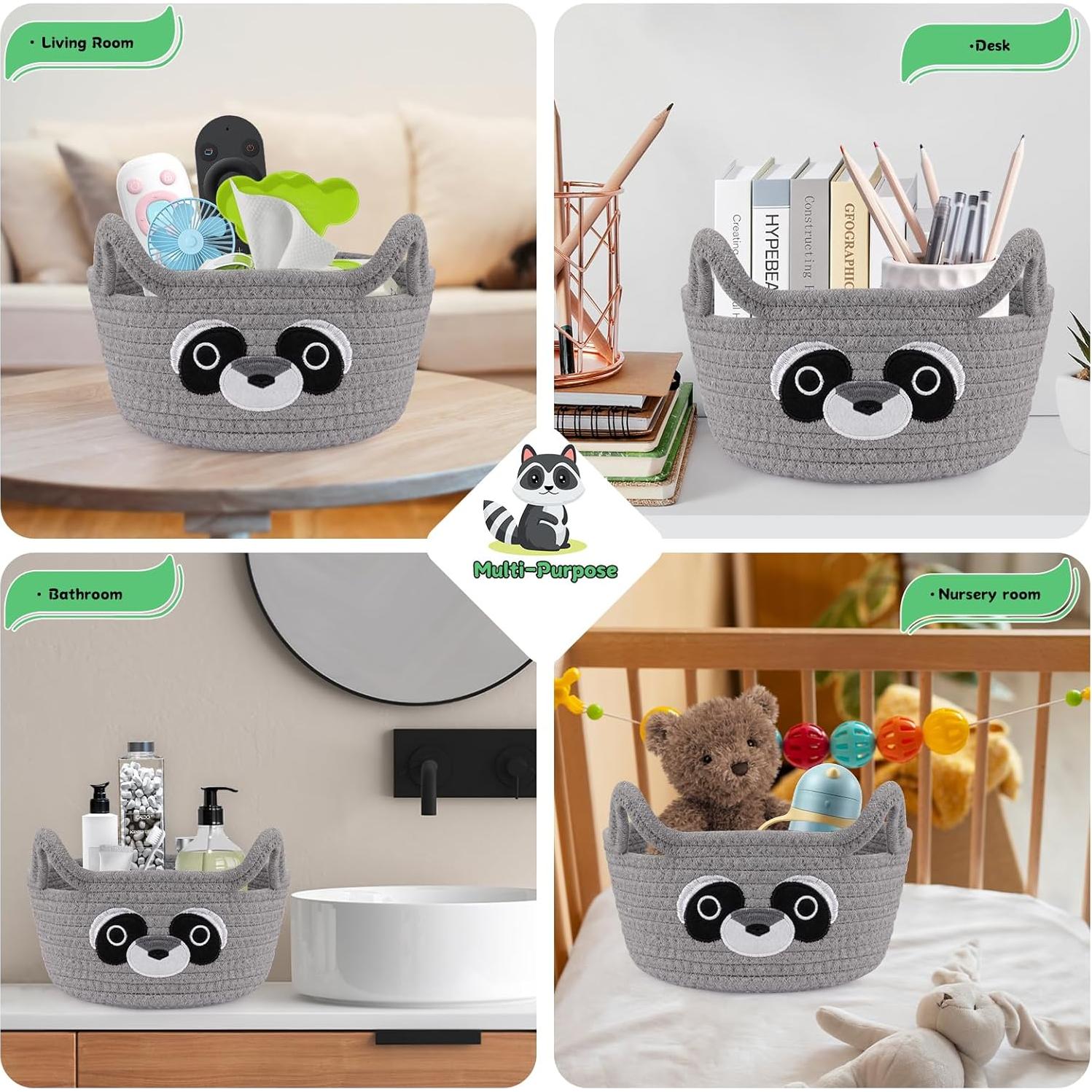 Cesta de Almacenamiento Mapache Hkojewp 22.9x12.7cm Tejida