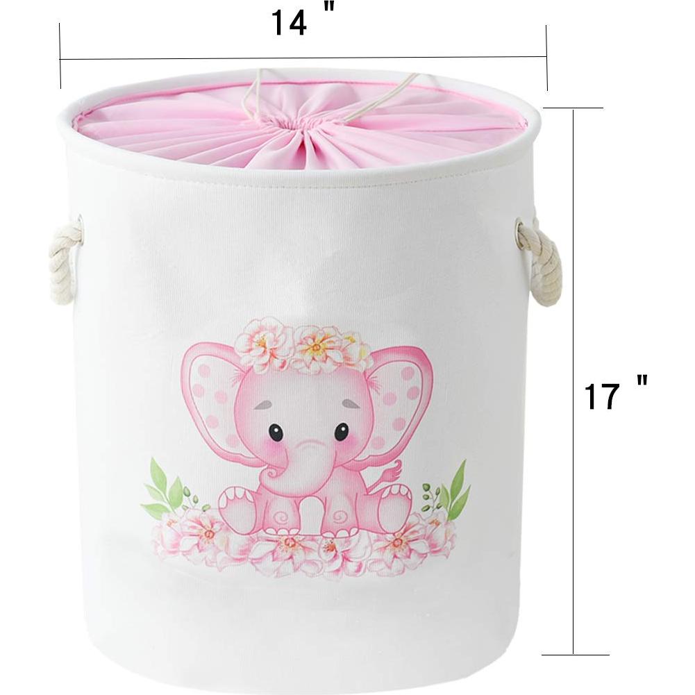Cesta de Ropa Sucia INough Elefante Rosa 44L Plegable