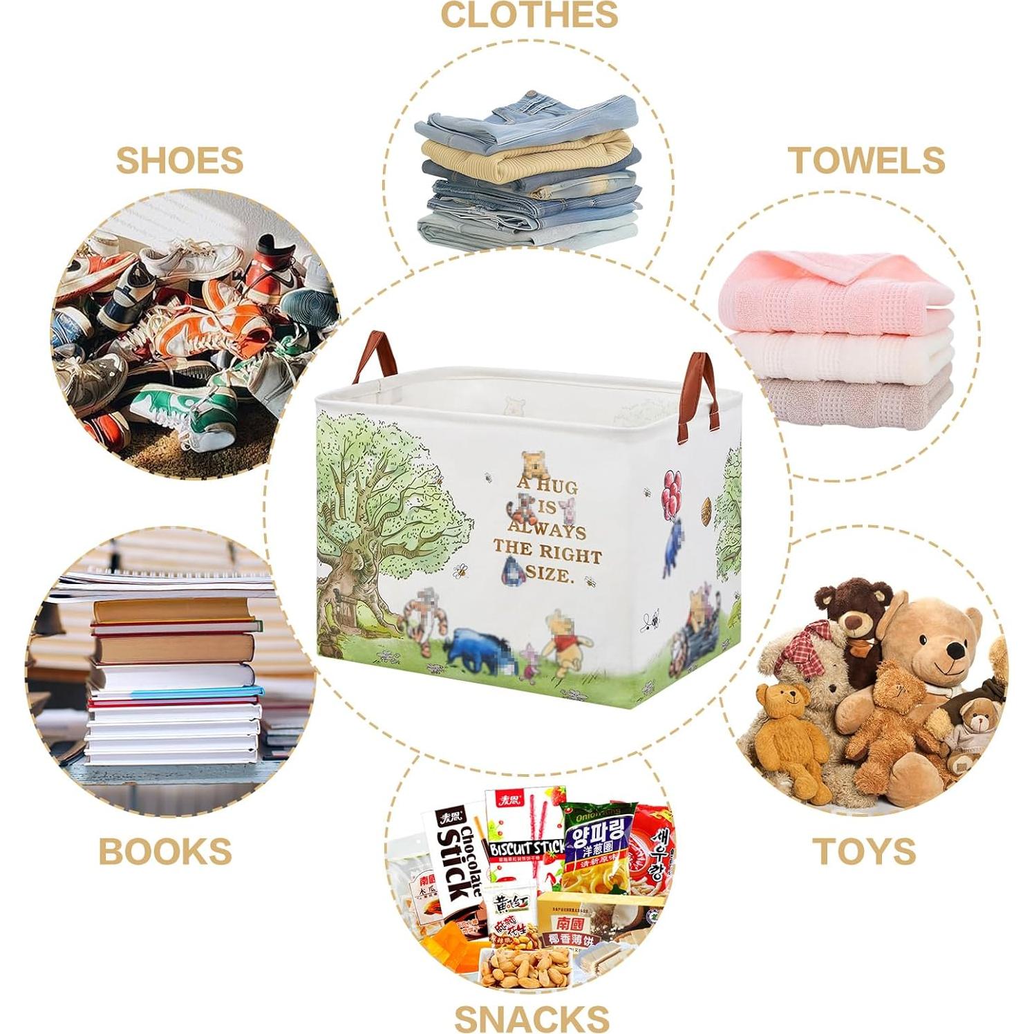 Cesta de Almacenamiento Plegable X-SIGA Oso Blanco 40x30cm