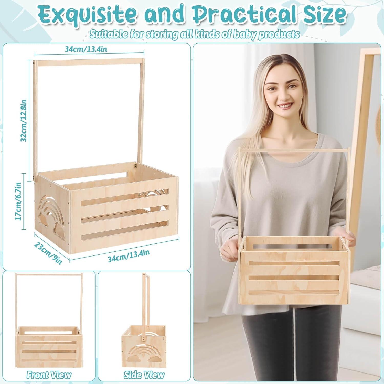 Caja de Baby Shower de Madera Jupwalz Pequeña con Accesorios