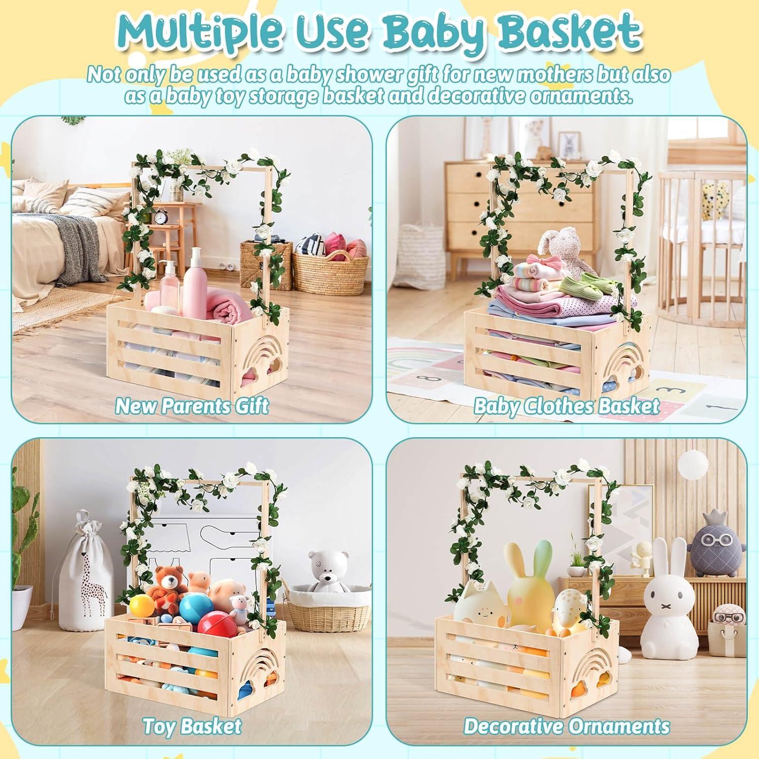 Caja de Baby Shower de Madera Jupwalz Pequeña con Accesorios