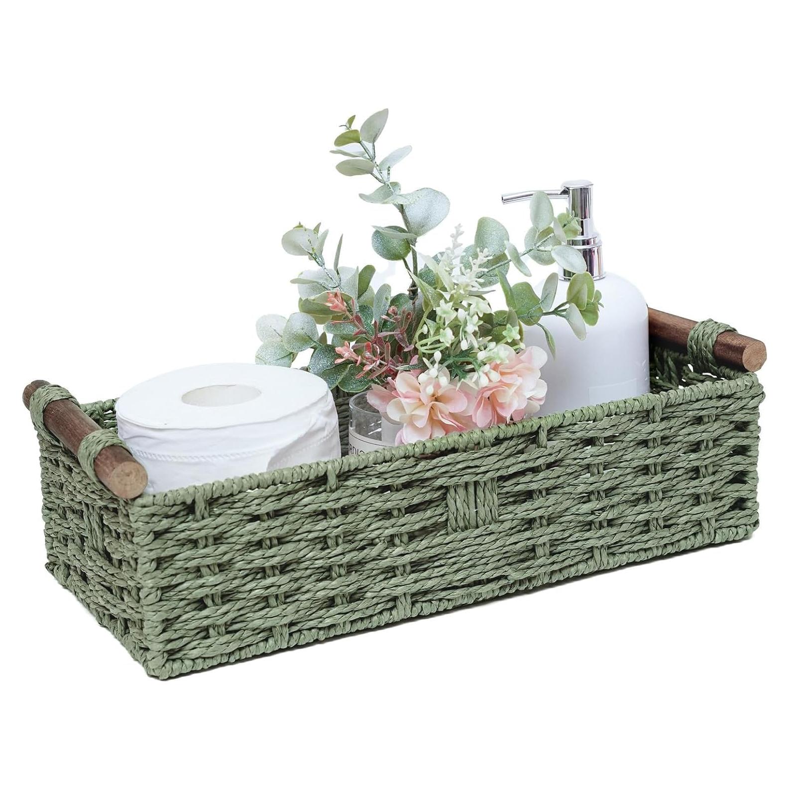 Cesta de Almacenamiento Verde Rattanzenith 35.56x15.24 cm