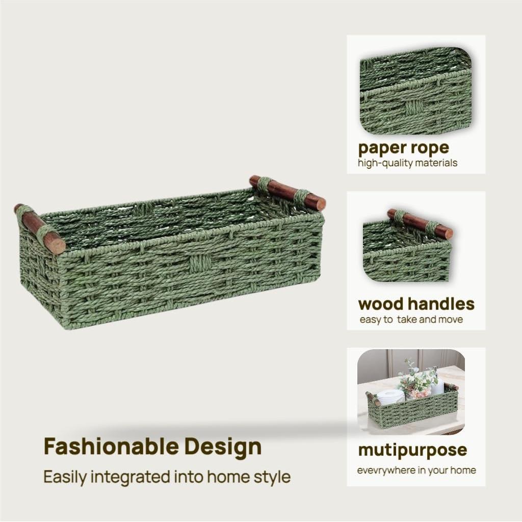 Cesta de Almacenamiento Verde Rattanzenith 35.56x15.24 cm