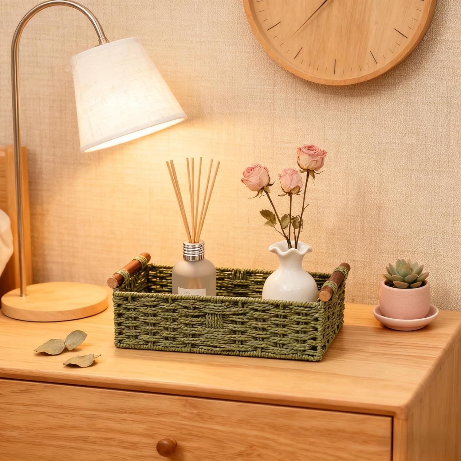 Cesta de Almacenamiento Verde Rattanzenith 35.56x15.24 cm