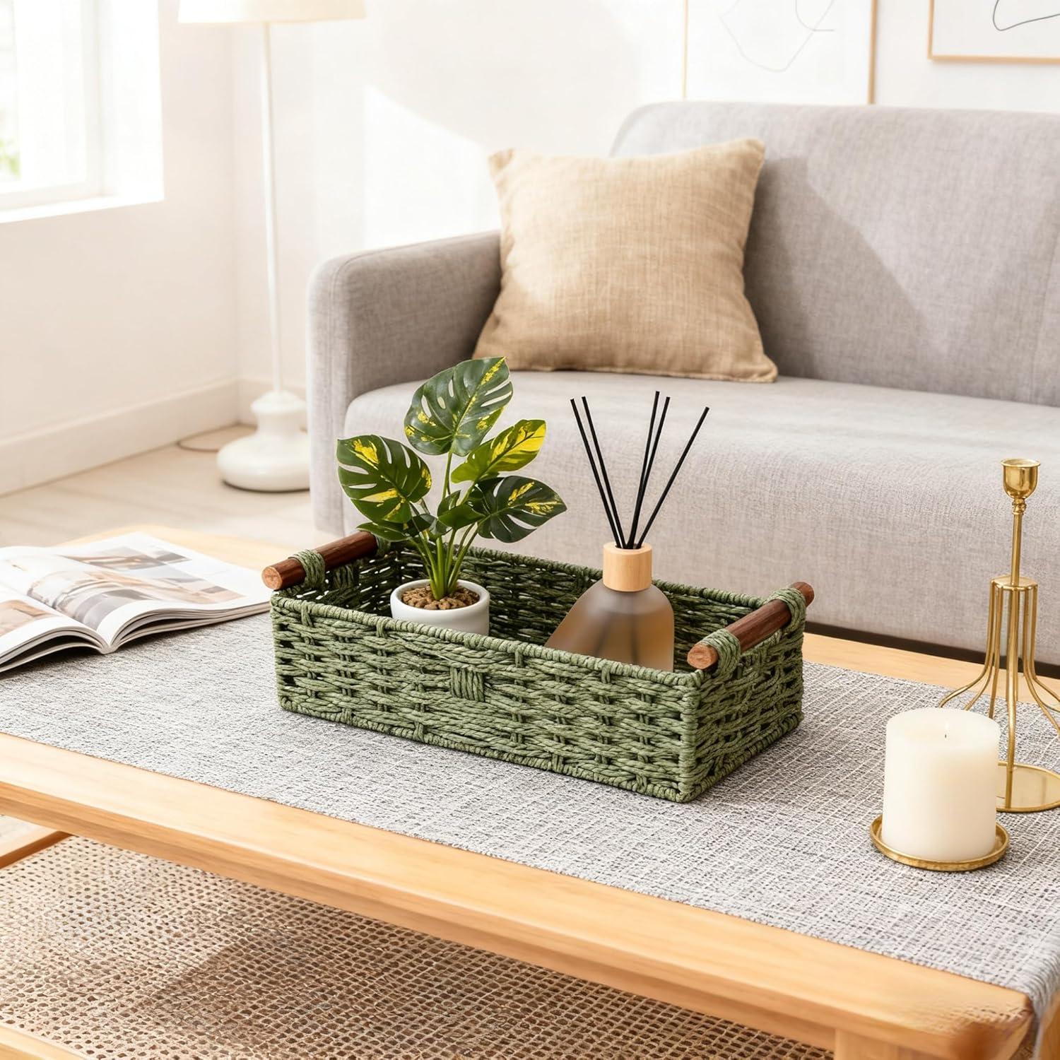 Cesta de Almacenamiento Verde Rattanzenith 35.56x15.24 cm