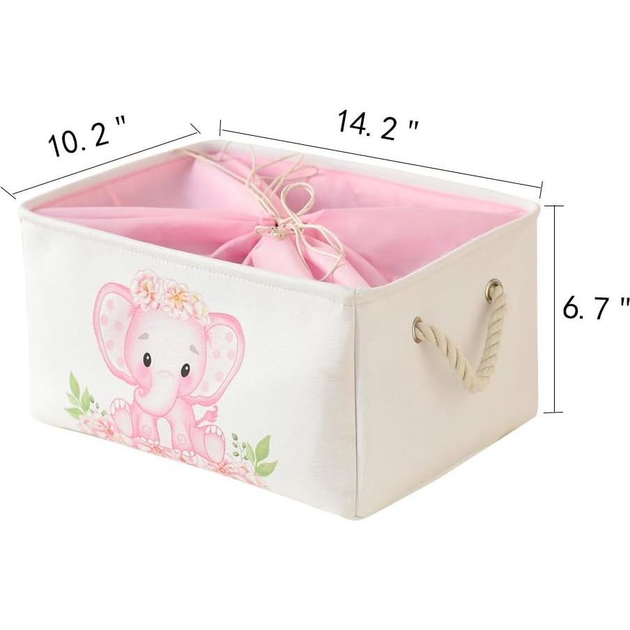 Cesta de Almacenamiento Plegable INough Elefante Rosa 36x26x17cm
