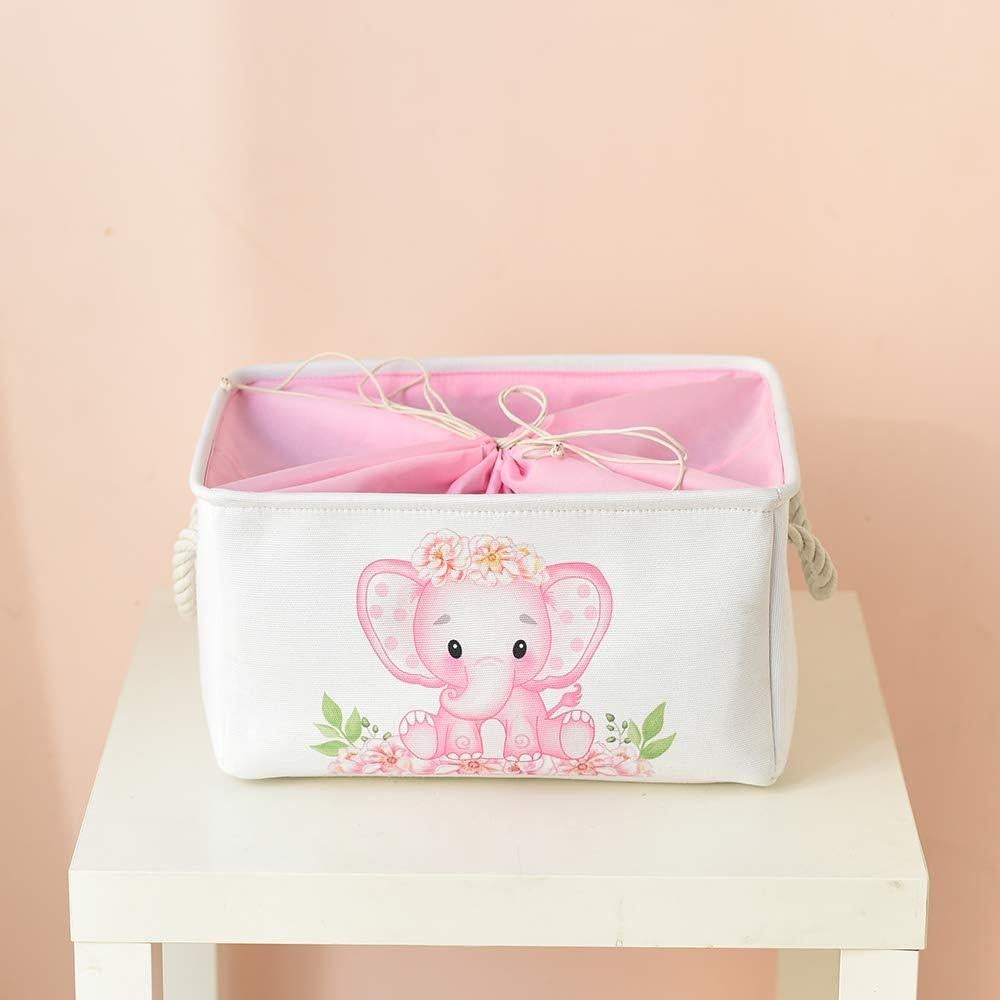 Cesta de Almacenamiento Plegable INough Elefante Rosa 36x26x17cm
