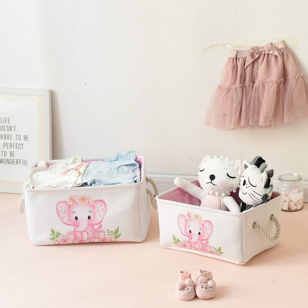 Cesta de Almacenamiento Plegable INough Elefante Rosa 36x26x17cm
