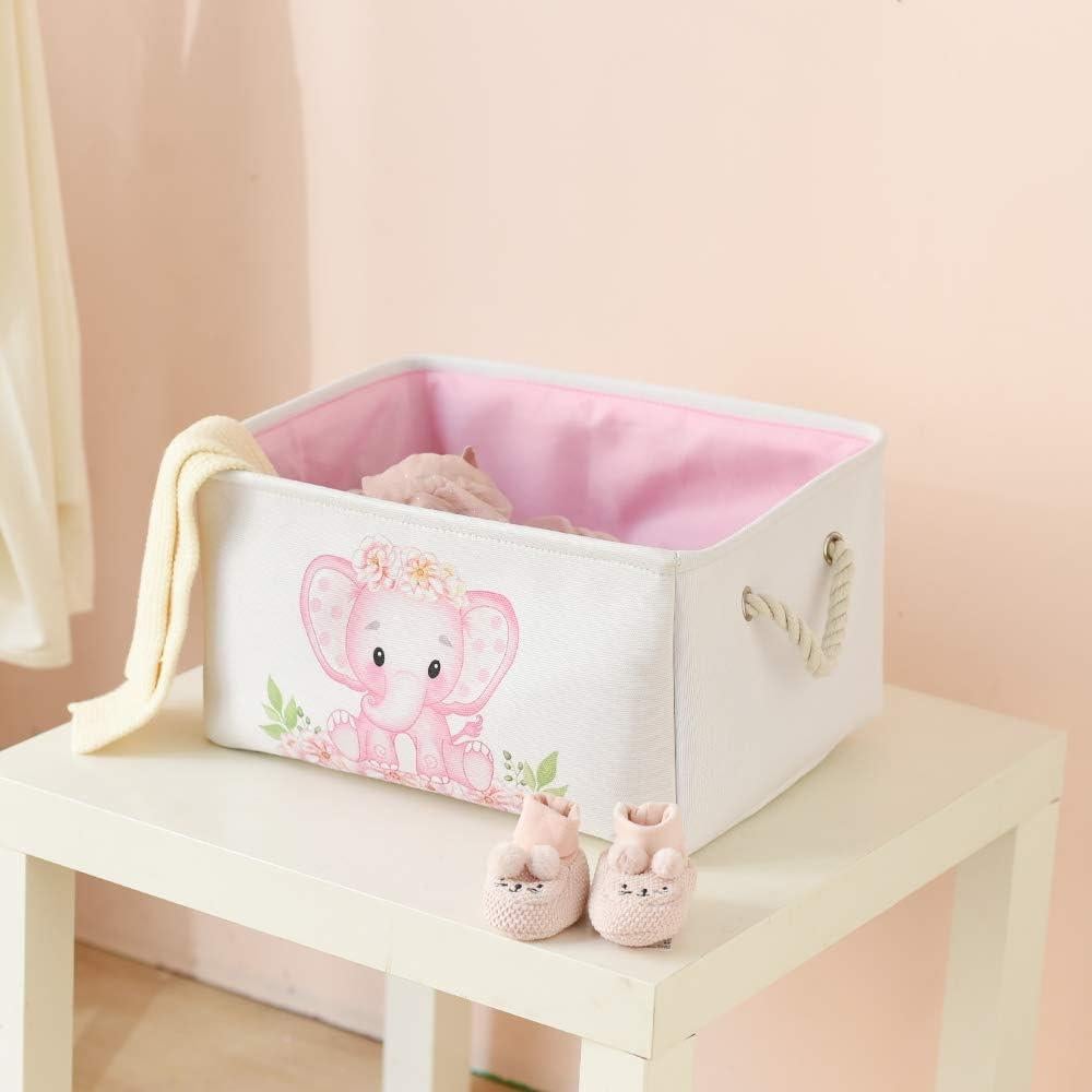 Cesta de Almacenamiento Plegable INough Elefante Rosa 36x26x17cm