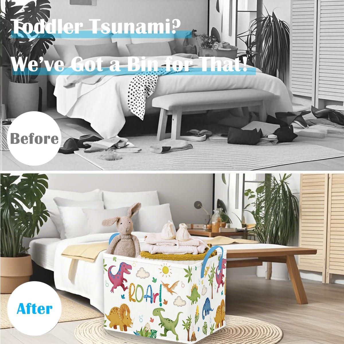 Cesta de Bebé Dinosaurio Runtoo 36L Plegable Multicolor