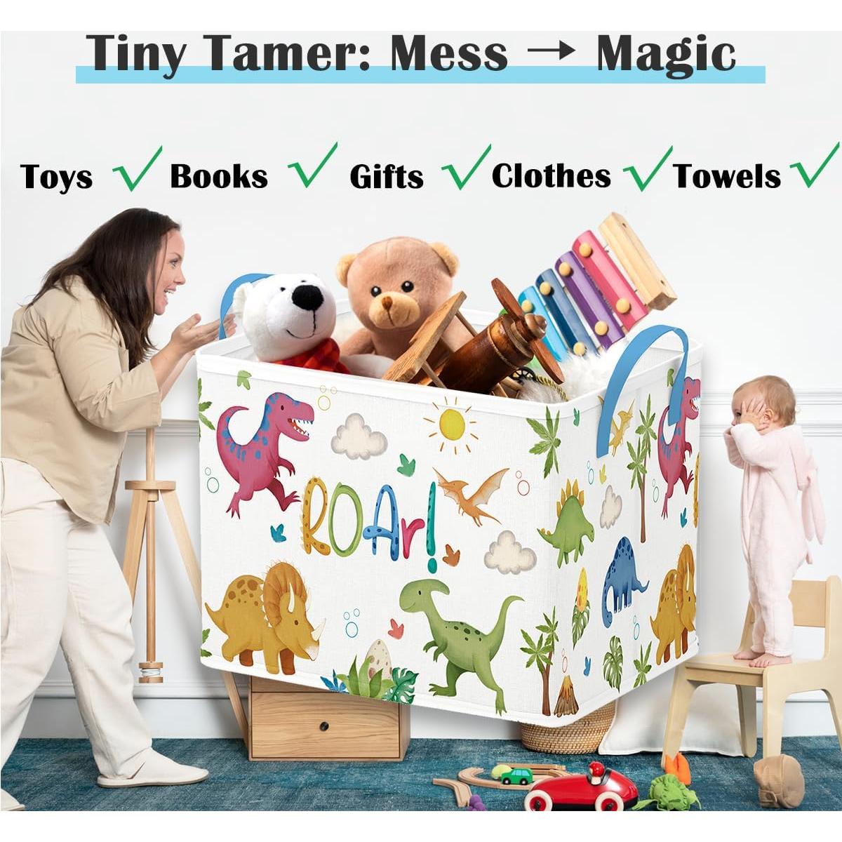 Cesta de Bebé Dinosaurio Runtoo 36L Plegable Multicolor