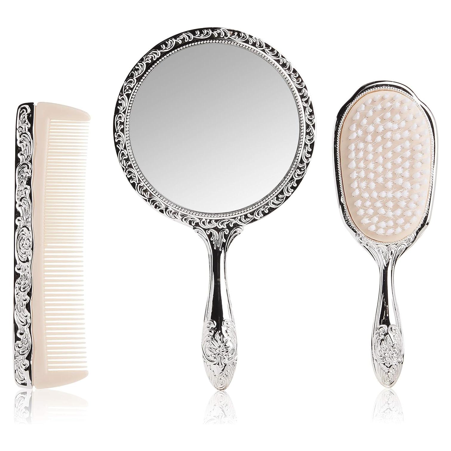 Juego de tocador 3 piezas Kingsley cromo plateado para niñas