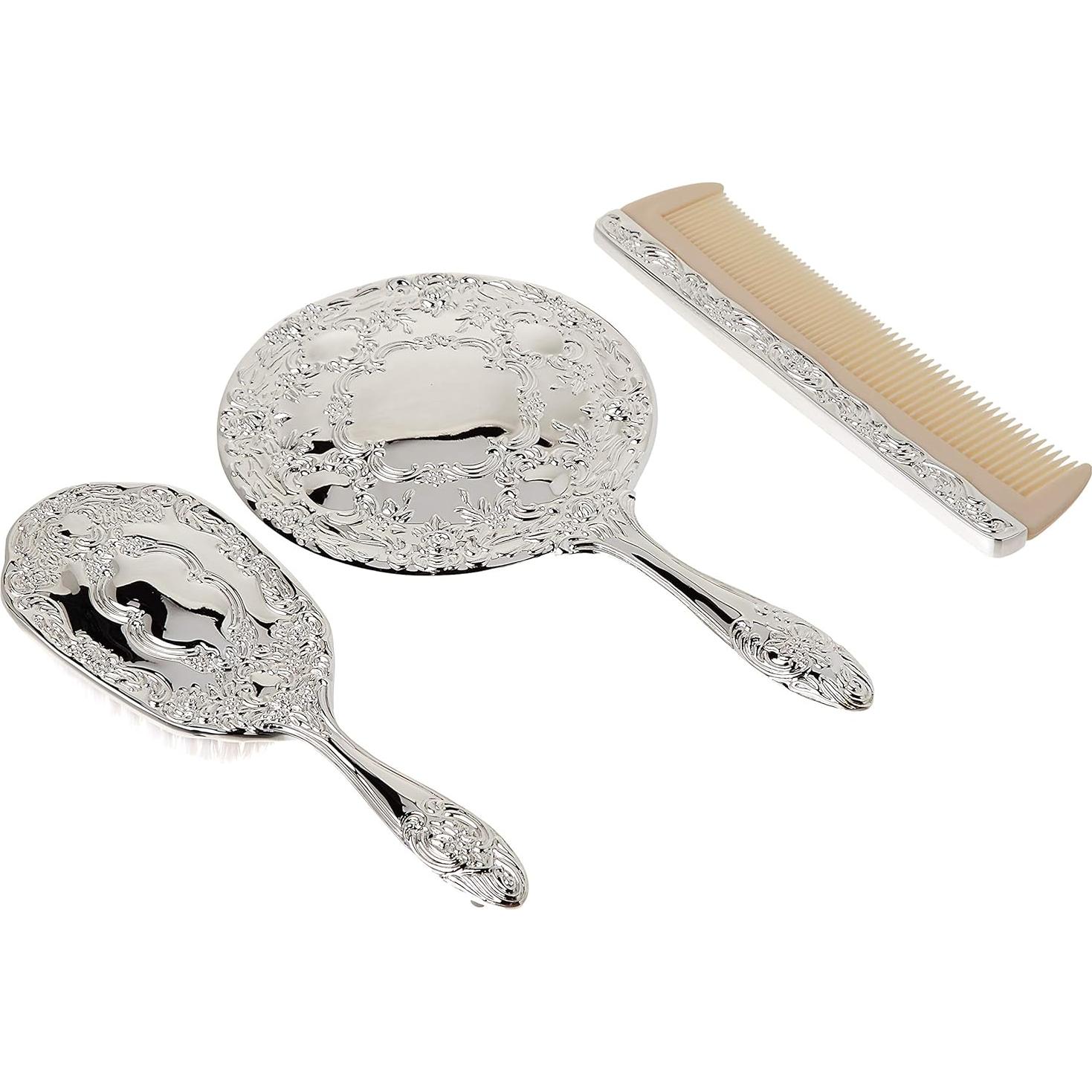 Juego de tocador 3 piezas Kingsley cromo plateado para niñas