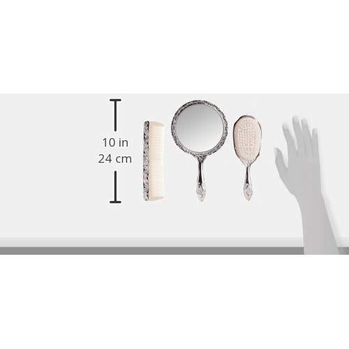 Juego de tocador 3 piezas Kingsley cromo plateado para niñas