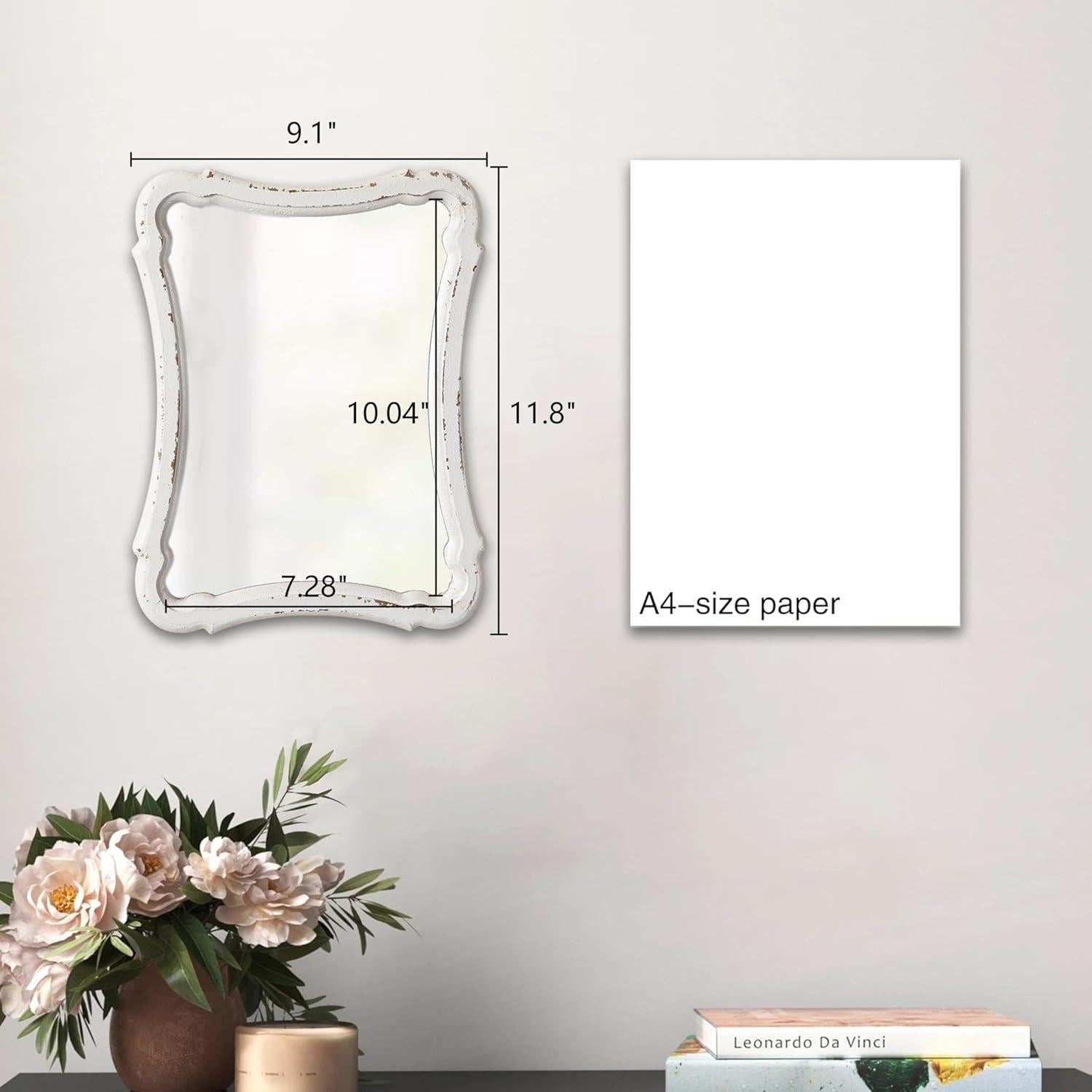 Espejo de Pared Vintage Sintosin 30x23 cm Blanco Rústico