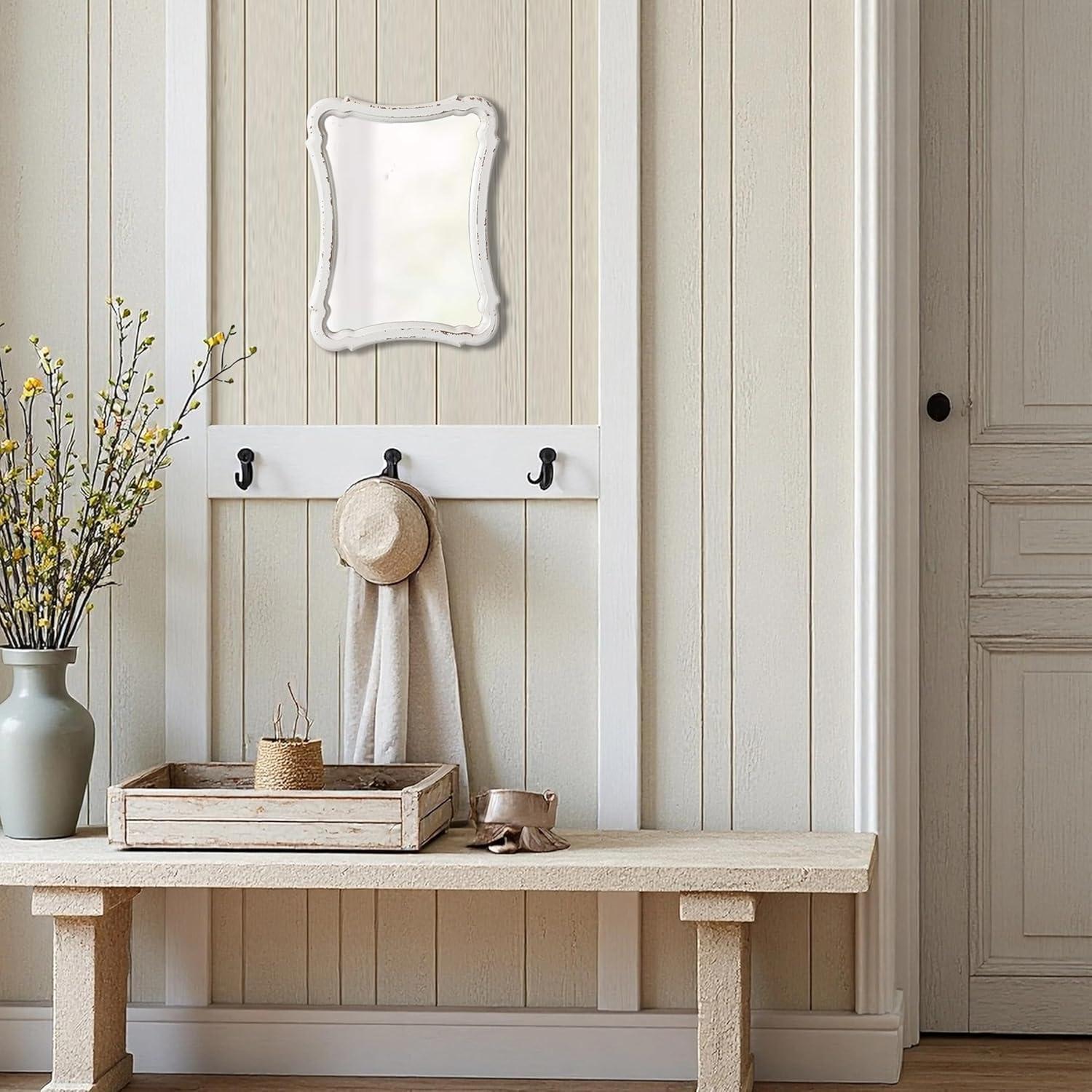 Espejo de Pared Vintage Sintosin 30x23 cm Blanco Rústico