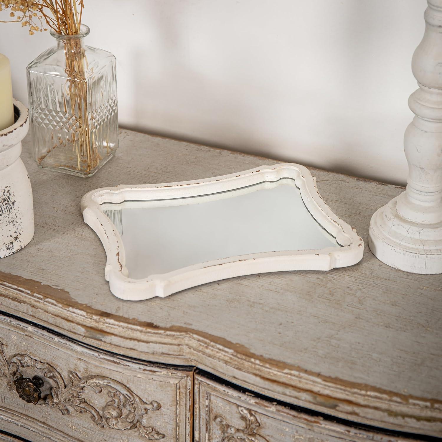 Espejo de Pared Vintage Sintosin 30x23 cm Blanco Rústico