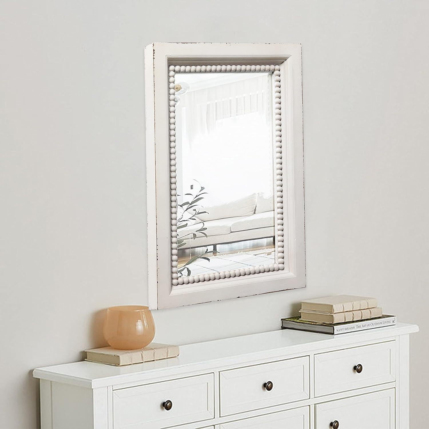 Espejo de Pared Rectangular Sintosin Blanco 60x40 cm Rústico