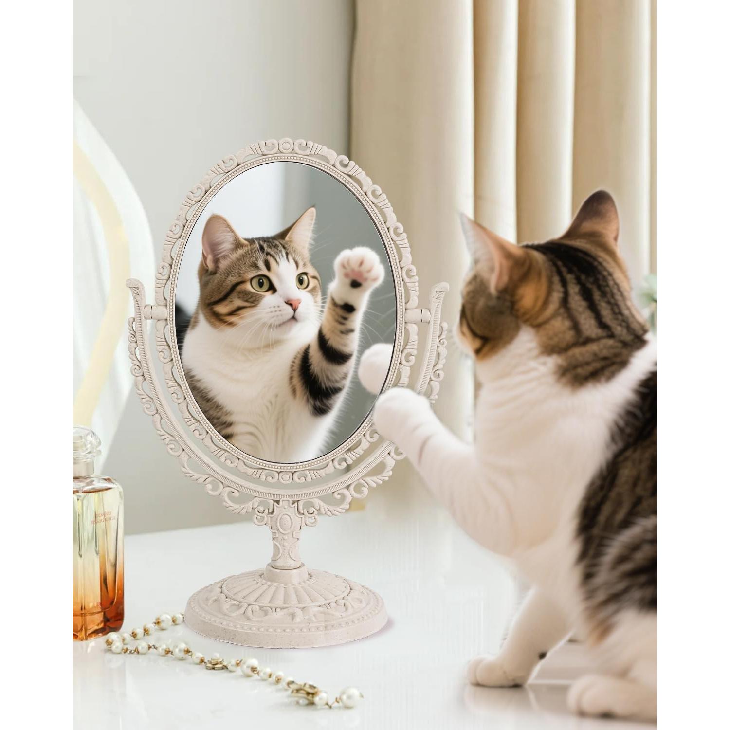 Espejo de Tocador Vintage XPXKJ Doble Cara 1X/3X Beige