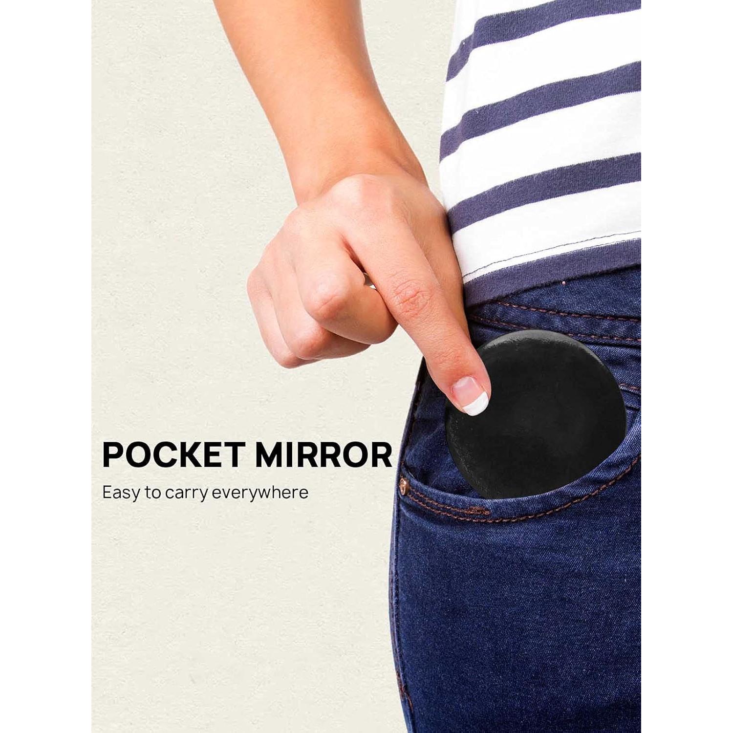 Espejo Compacto Redondo Getinbulk 6.35 cm Paquete de 12 Negro