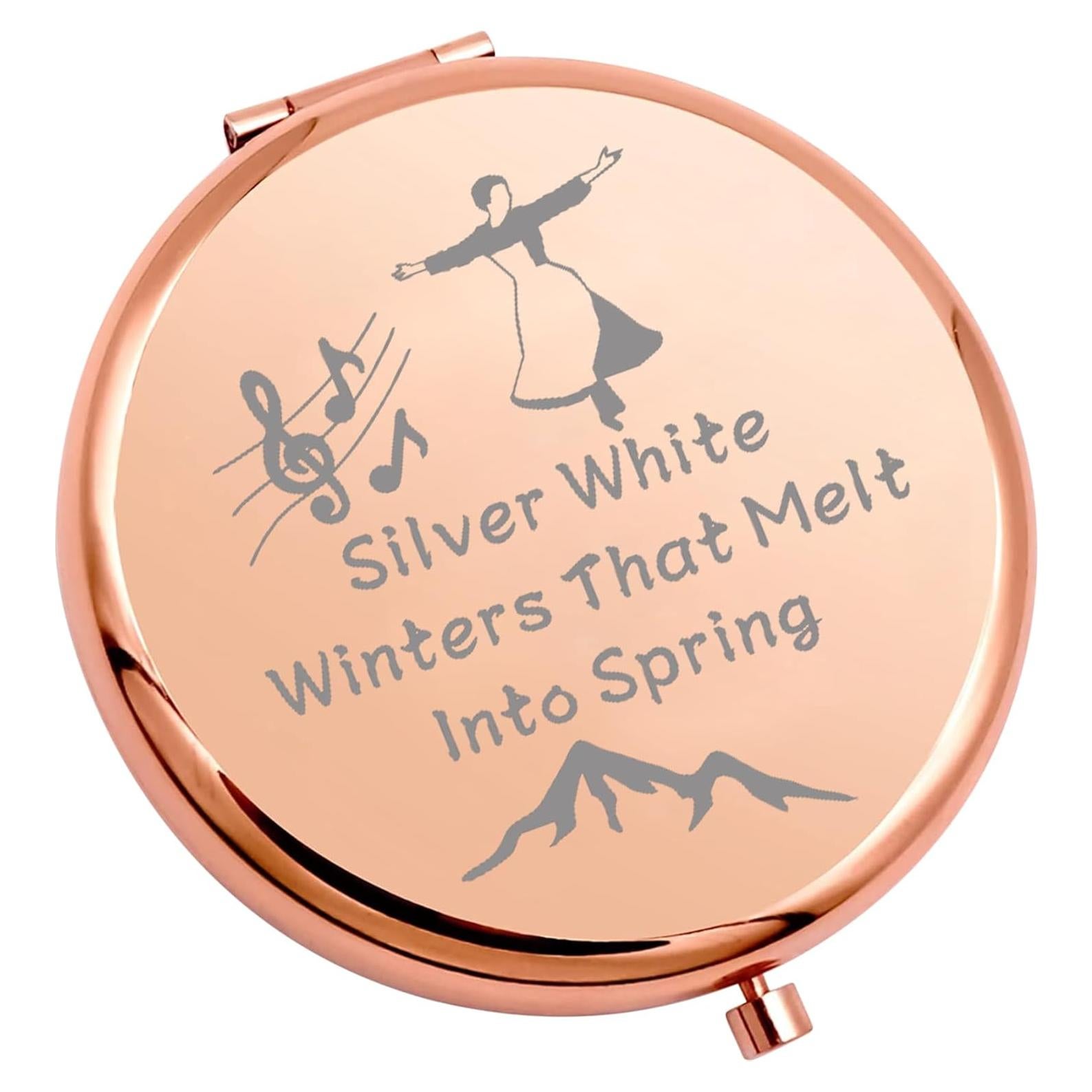 Espejo de Maquillaje Compacto WSNANG Doble Cara Plateado