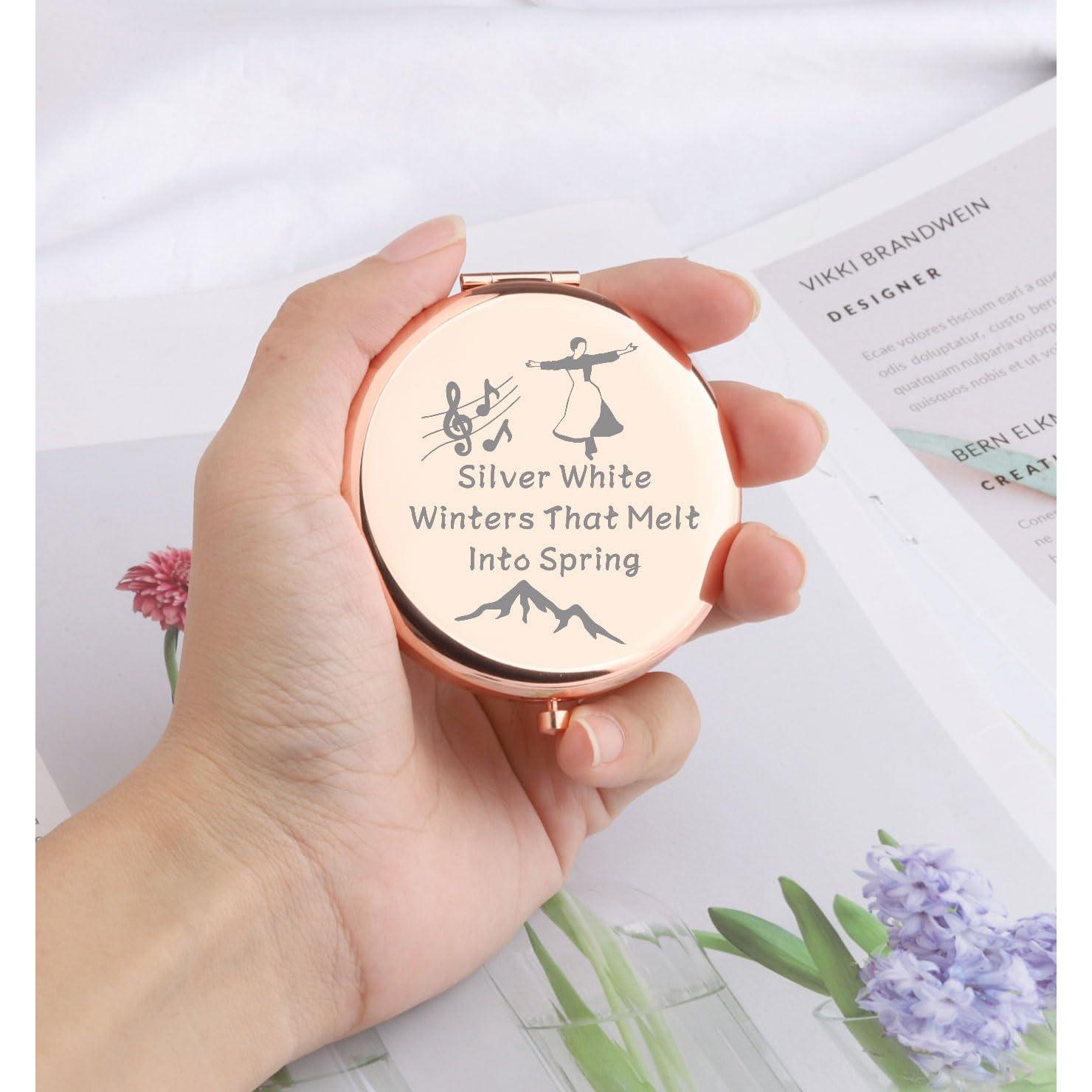 Espejo de Maquillaje Compacto WSNANG Doble Cara Plateado