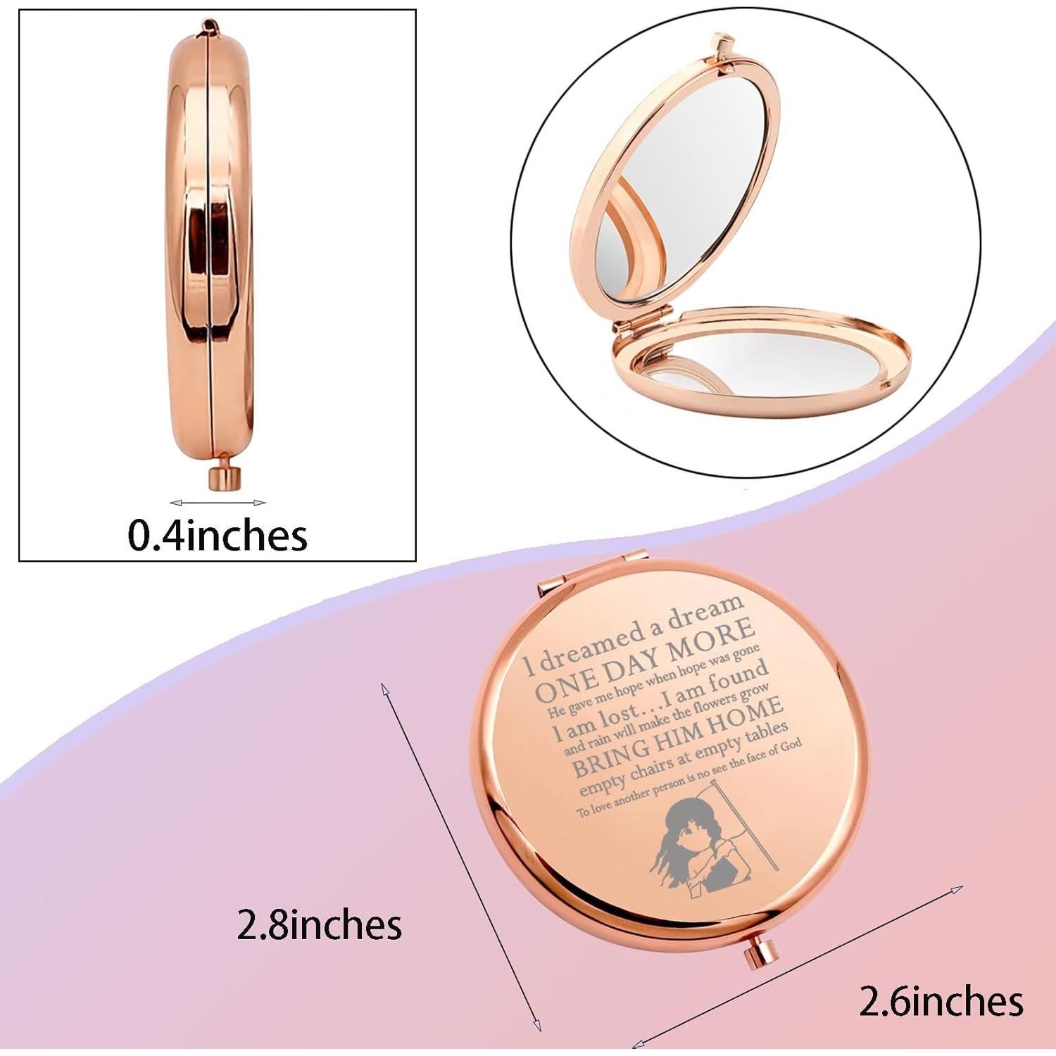 Espejo de Maquillaje Compacto WSNANG Oro Rosa Musical 7.1cm