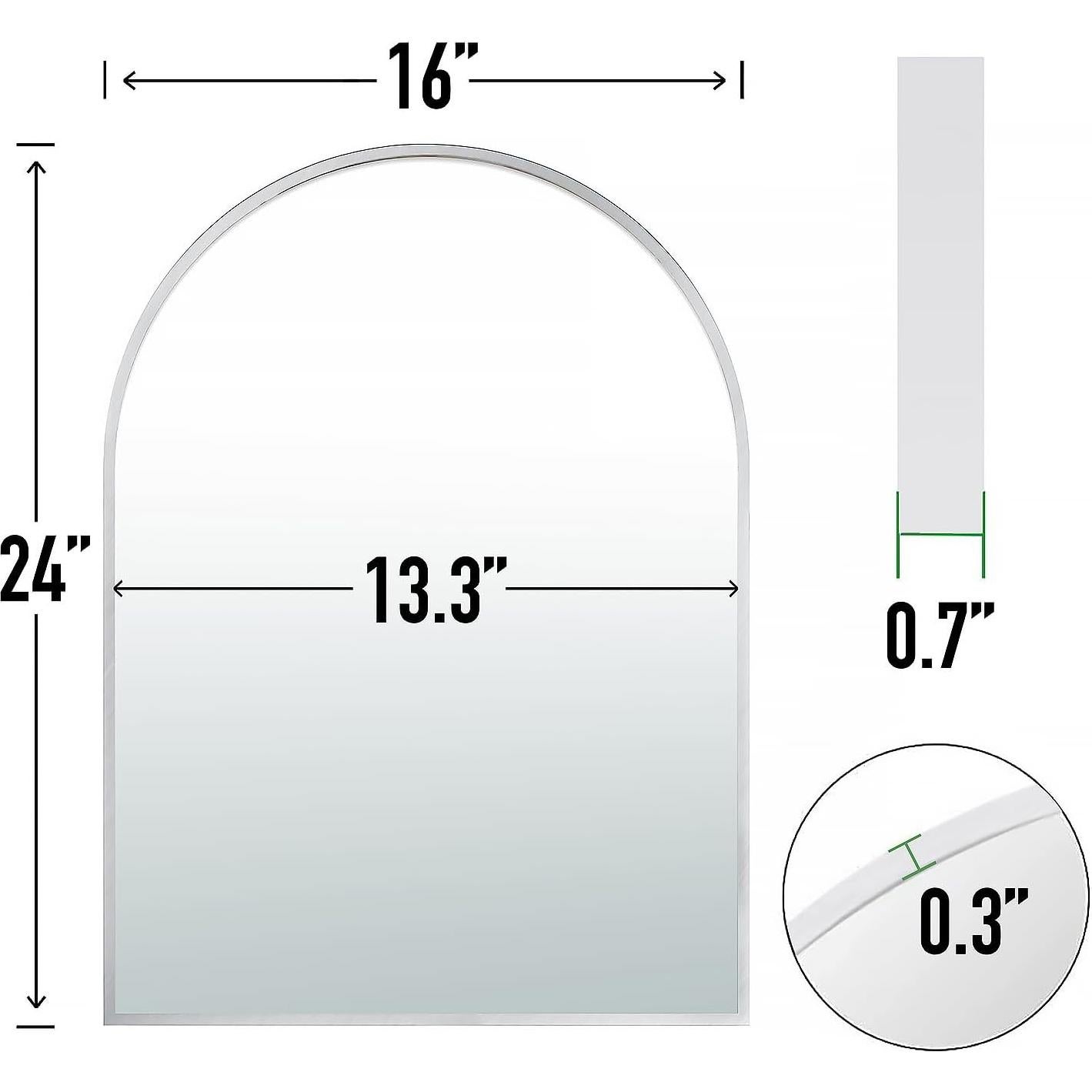 Espejo Arco Moderno SCWF-GZ 61x41 cm Plata Montado en Pared