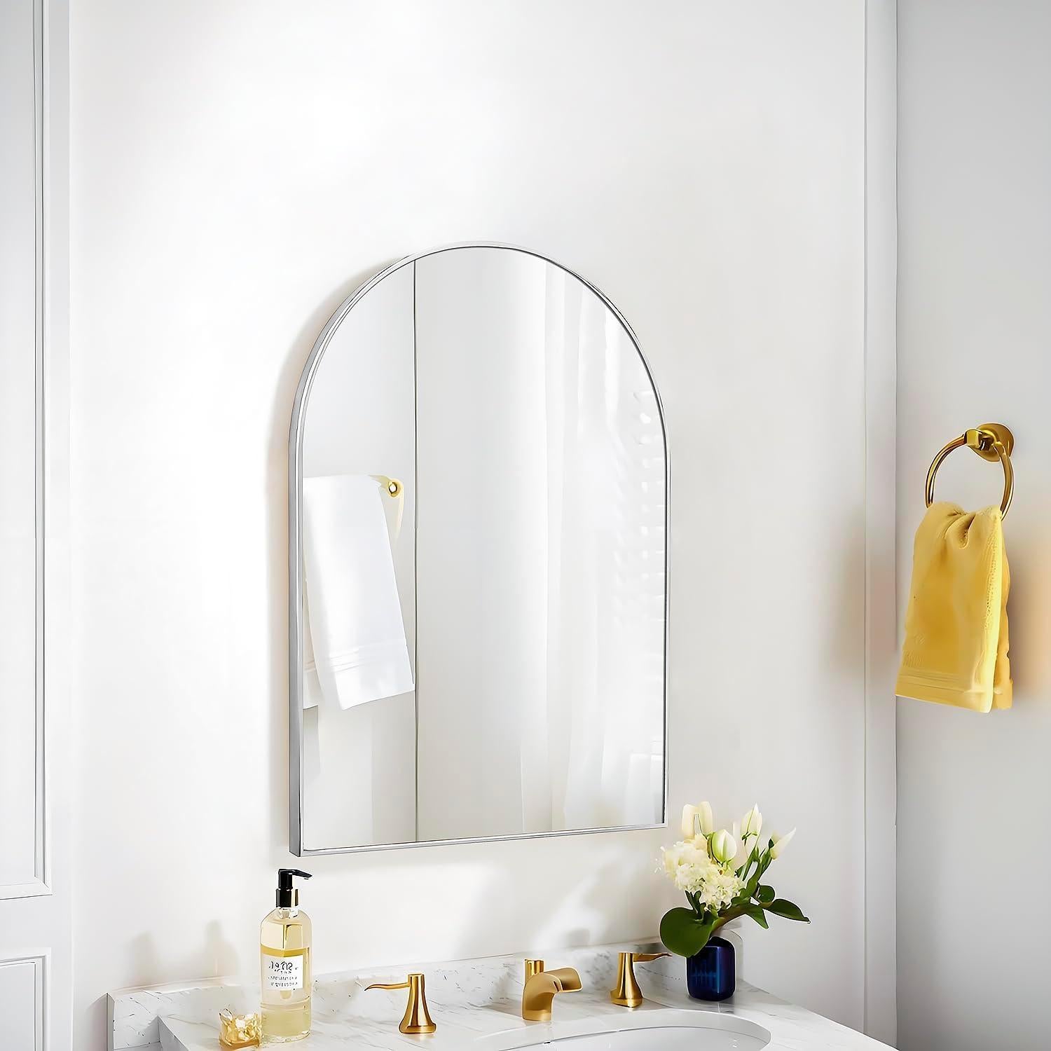 Espejo Arco Moderno SCWF-GZ 61x41 cm Plata Montado en Pared