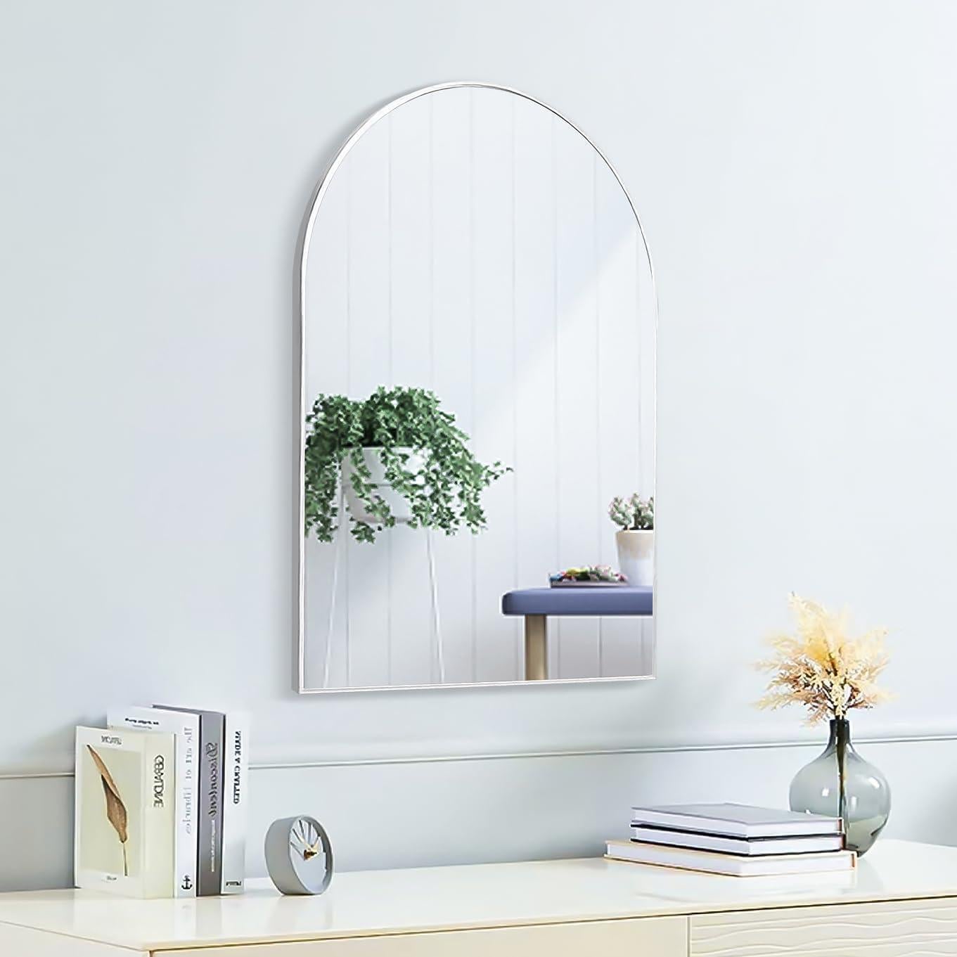 Espejo Arco Moderno SCWF-GZ 61x41 cm Plata Montado en Pared