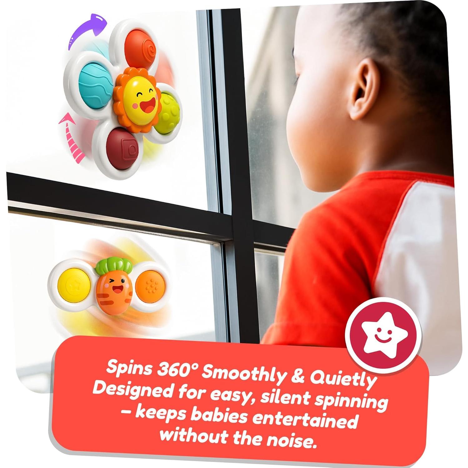 Juguetes de baño sensorial ROHSCE con ventosa giratoria 3 piezas