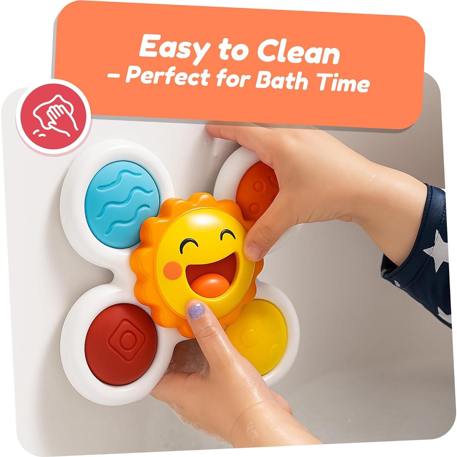 Juguetes de baño sensorial ROHSCE con ventosa giratoria 3 piezas