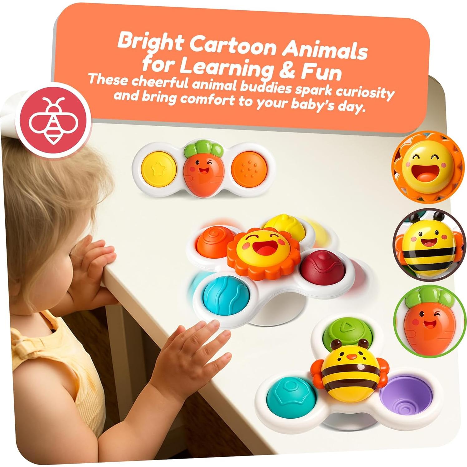 Juguetes de baño sensorial ROHSCE con ventosa giratoria 3 piezas