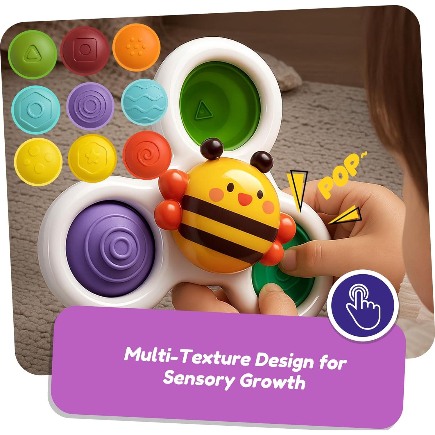 Juguetes de baño sensorial ROHSCE con ventosa giratoria 3 piezas