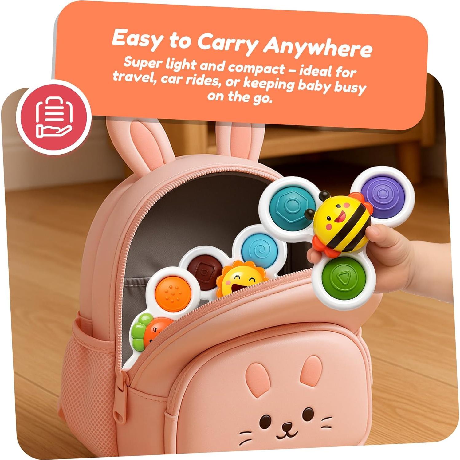 Juguetes de baño sensorial ROHSCE con ventosa giratoria 3 piezas