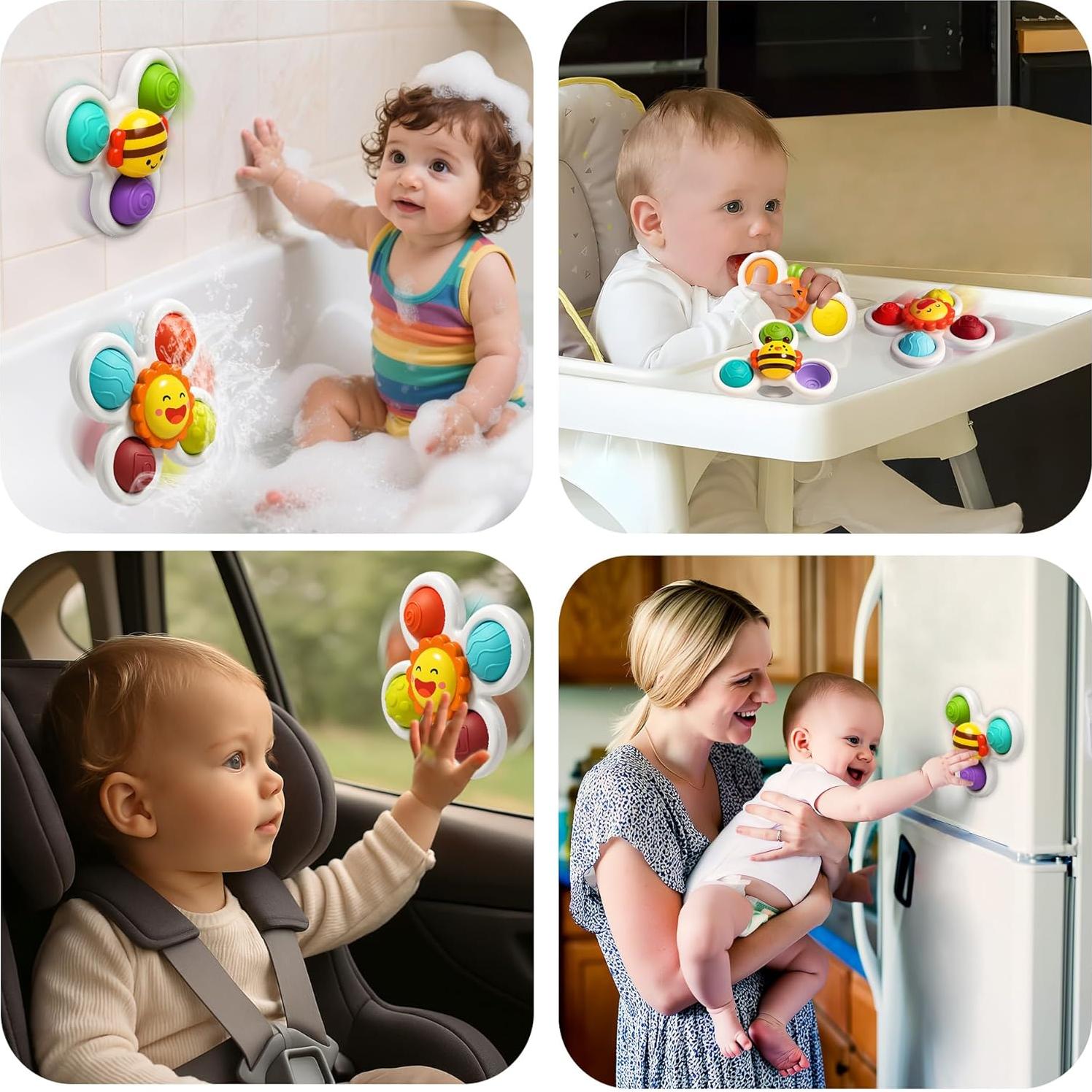 Juguetes de baño sensorial ROHSCE con ventosa giratoria 3 piezas