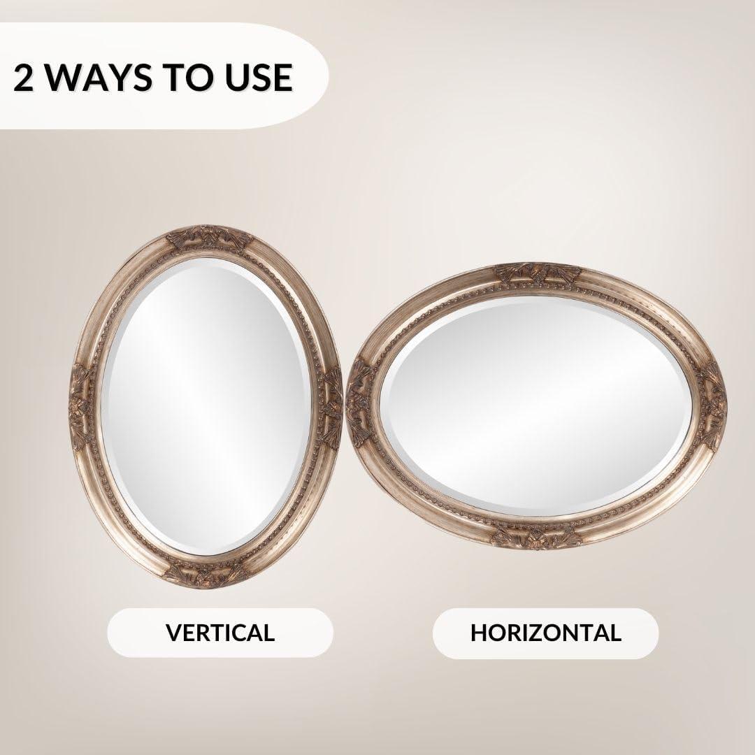 Espejo Ovalado Howard Elliott Queen Ann Plata Antigua 83.8x63.5cm