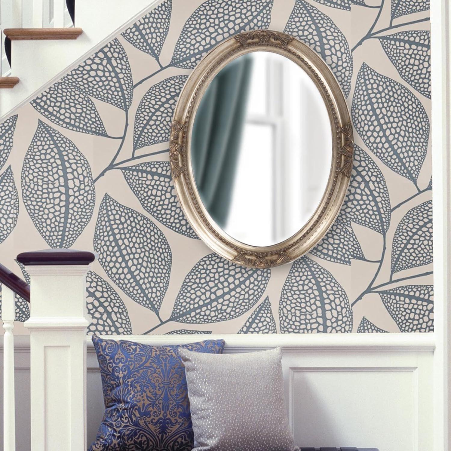 Espejo Ovalado Howard Elliott Queen Ann Plata Antigua 83.8x63.5cm