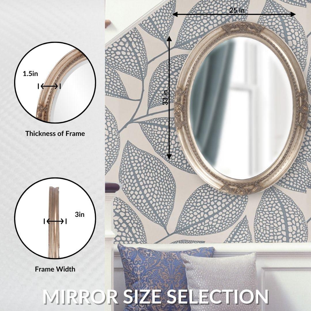 Espejo Ovalado Howard Elliott Queen Ann Plata Antigua 83.8x63.5cm