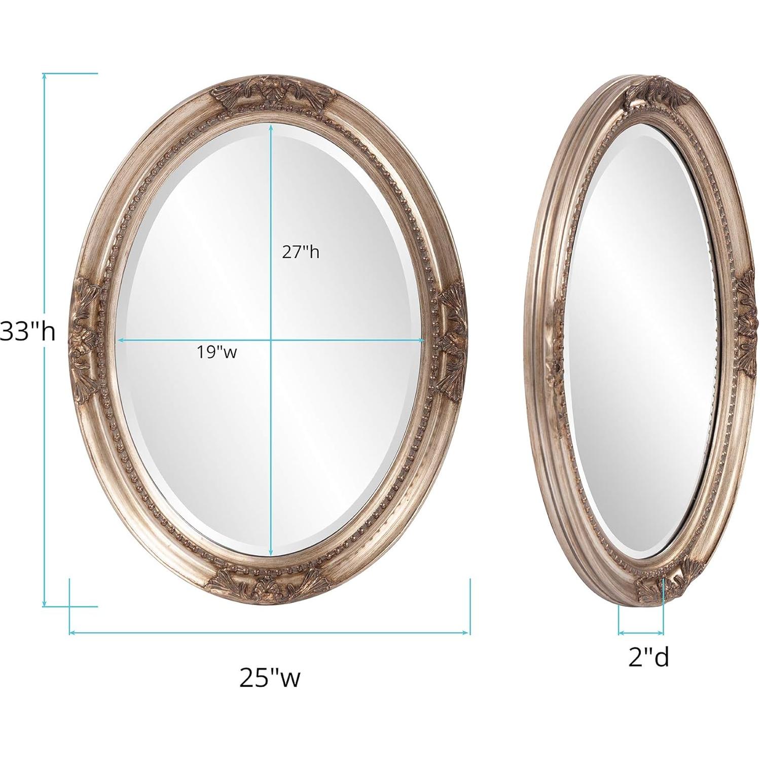 Espejo Ovalado Howard Elliott Queen Ann Plata Antigua 83.8x63.5cm