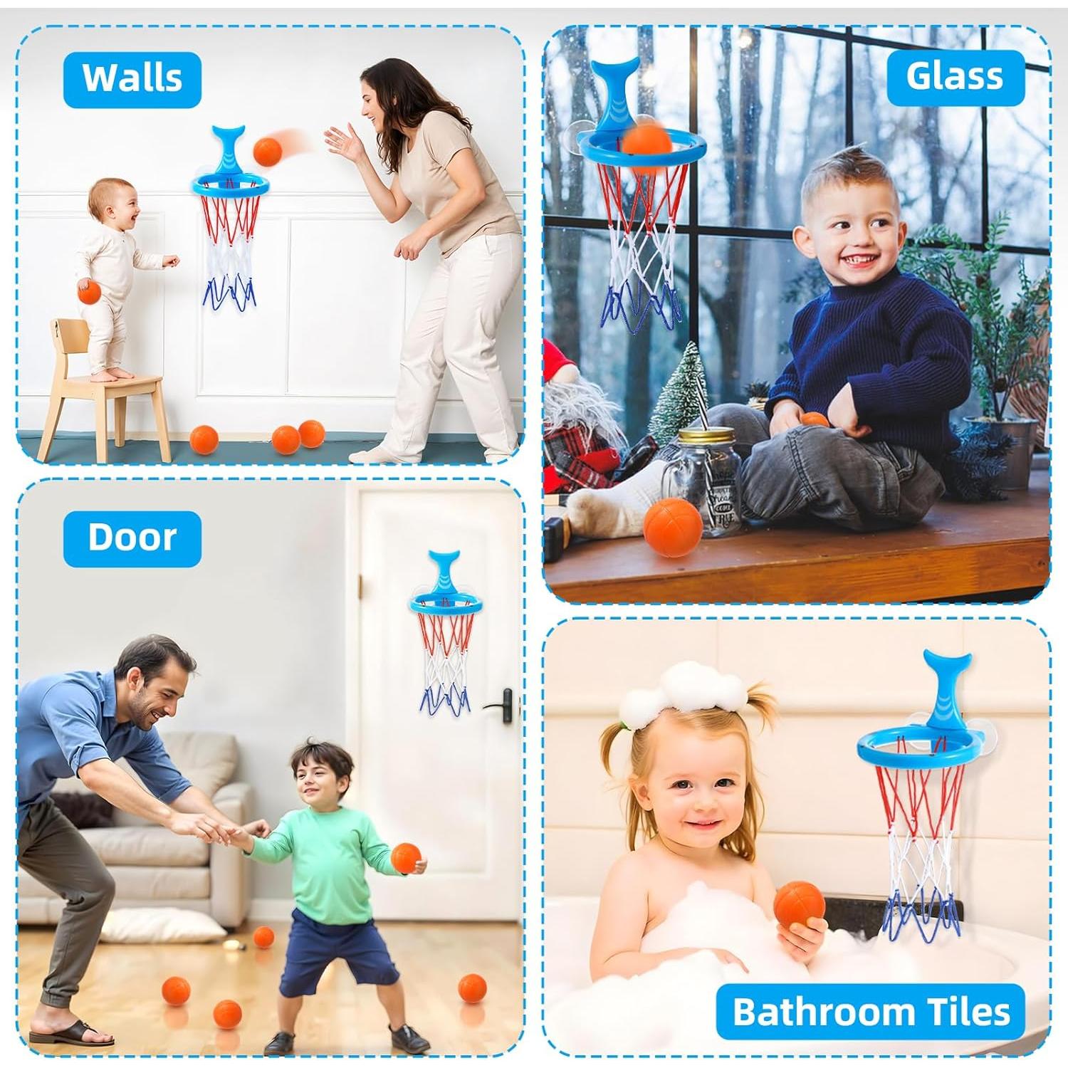 Juguete de Baño Avolend Aro de Baloncesto con 5 Pelotas