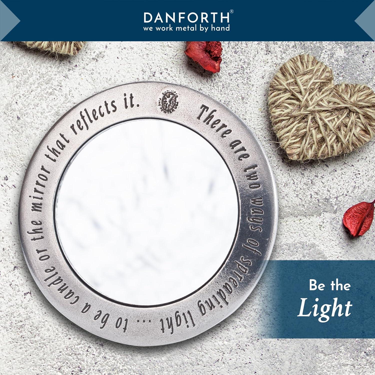 Espejo de Monedero Corazón Rojo Danforth 8.9 cm Hecho a Mano