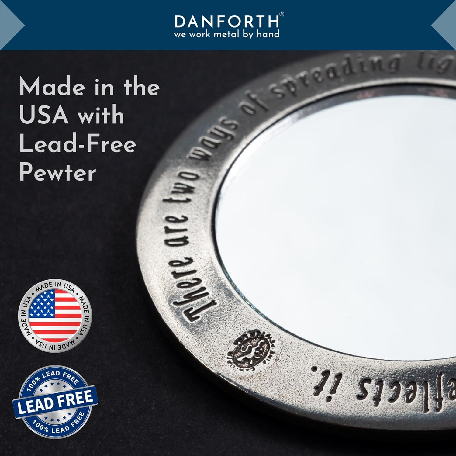 Espejo de Monedero Corazón Rojo Danforth 8.9 cm Hecho a Mano