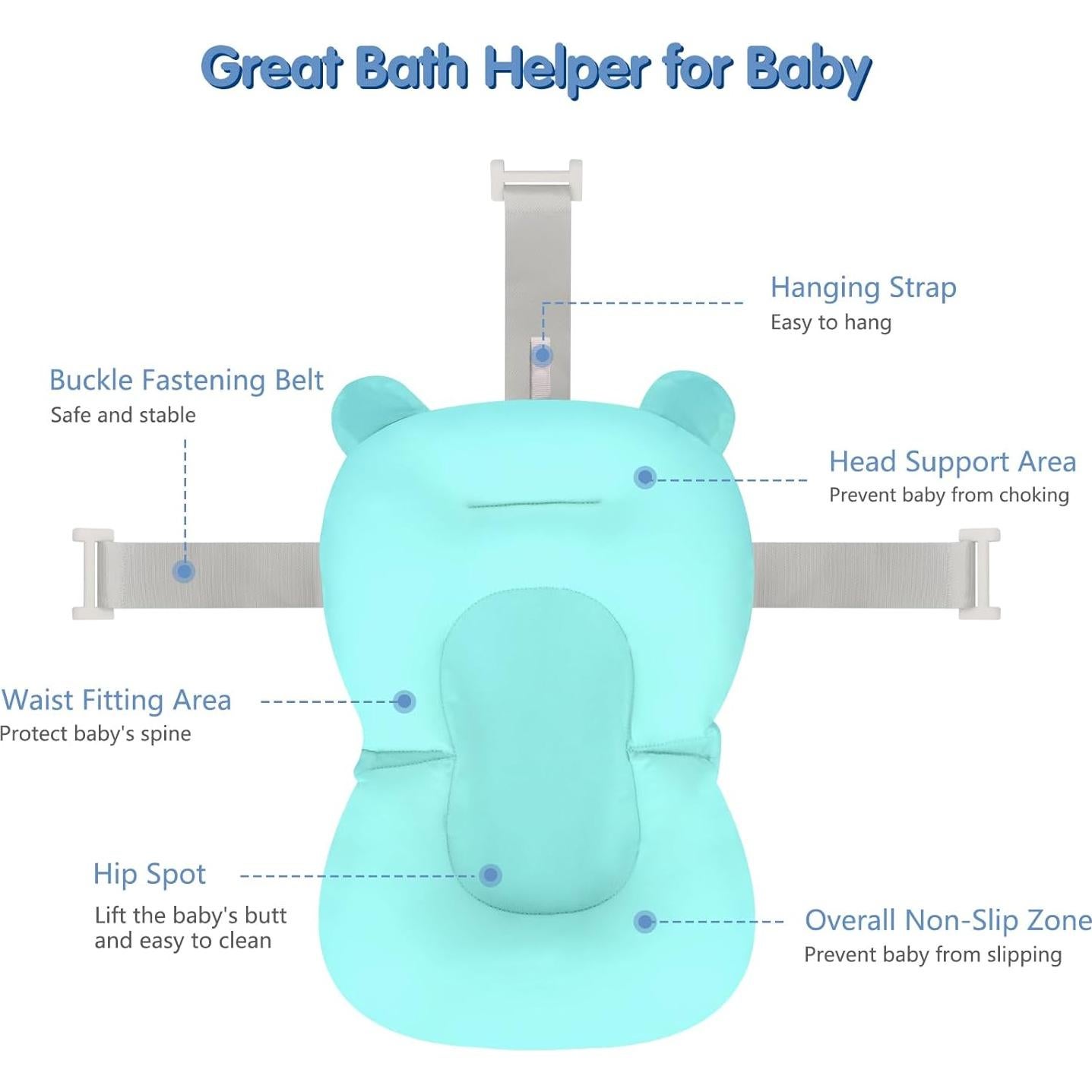 Silla de Baño para Bebés Colorlife Ajustable Antideslizante Azul